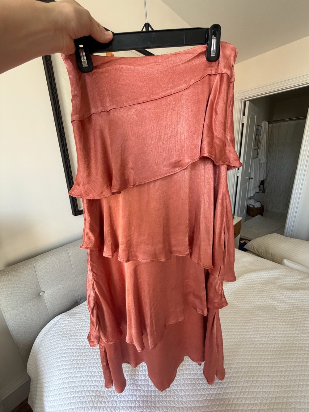 Anthropologie Tiered Skirt in Salmon